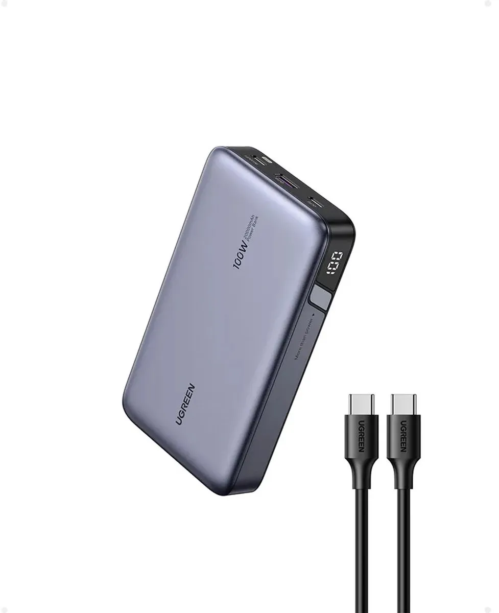 UGREEN 100W Power Bank 20000mAh - 3x opladen - Grijs