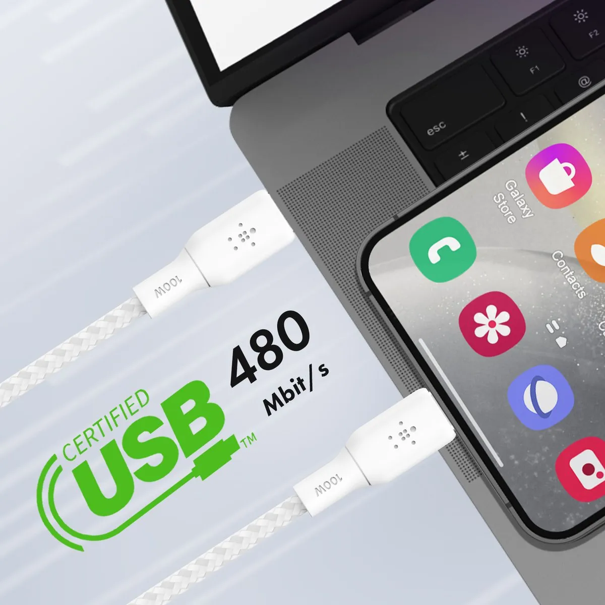Belkin BoostCharge Braided USB-C naar USB-C 2m - Wit