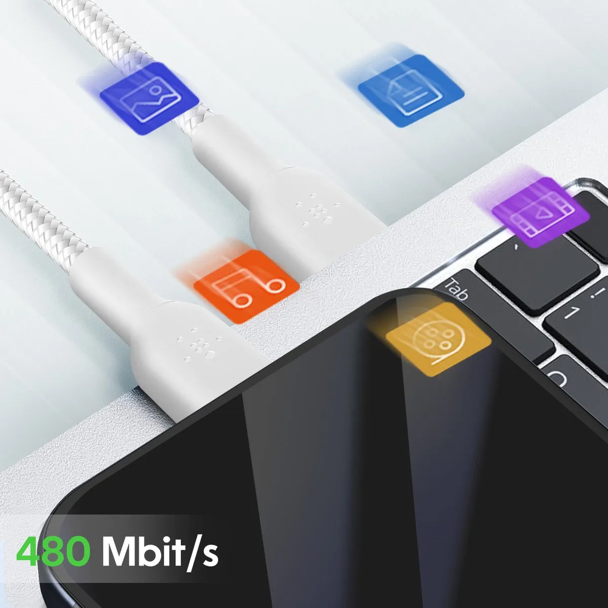 Belkin CAB004BT2MWH2PK USB-C Kabel 2m - Wit - 2 Stuks
