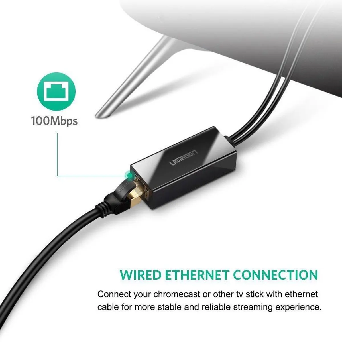 UGREEN Micro USB Netwerkkaart 100Mbps - Chromecast - Zwart - afbeelding 4 van 6