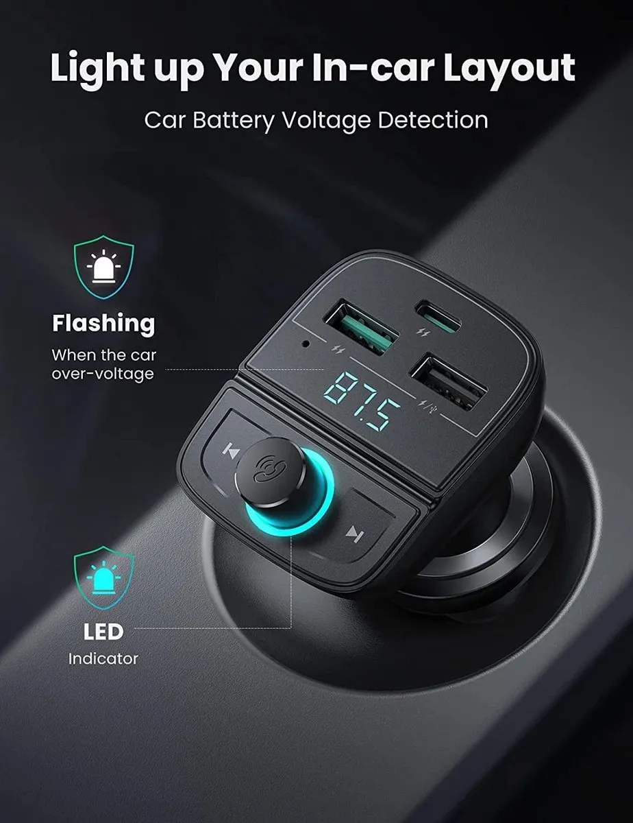 UGREEN 6957303889105 Bluetooth FM Transmitter Autolader - 31.5W - Zwart
