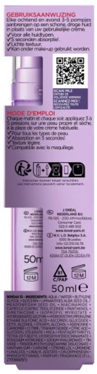 L'Oréal Revitalift Filler Glass Skin Vloeibare Crème 50ml