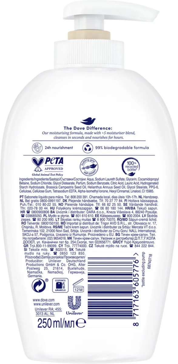 Dove Handzeep Pompje Fine Silk 250ml - 12 Stuks