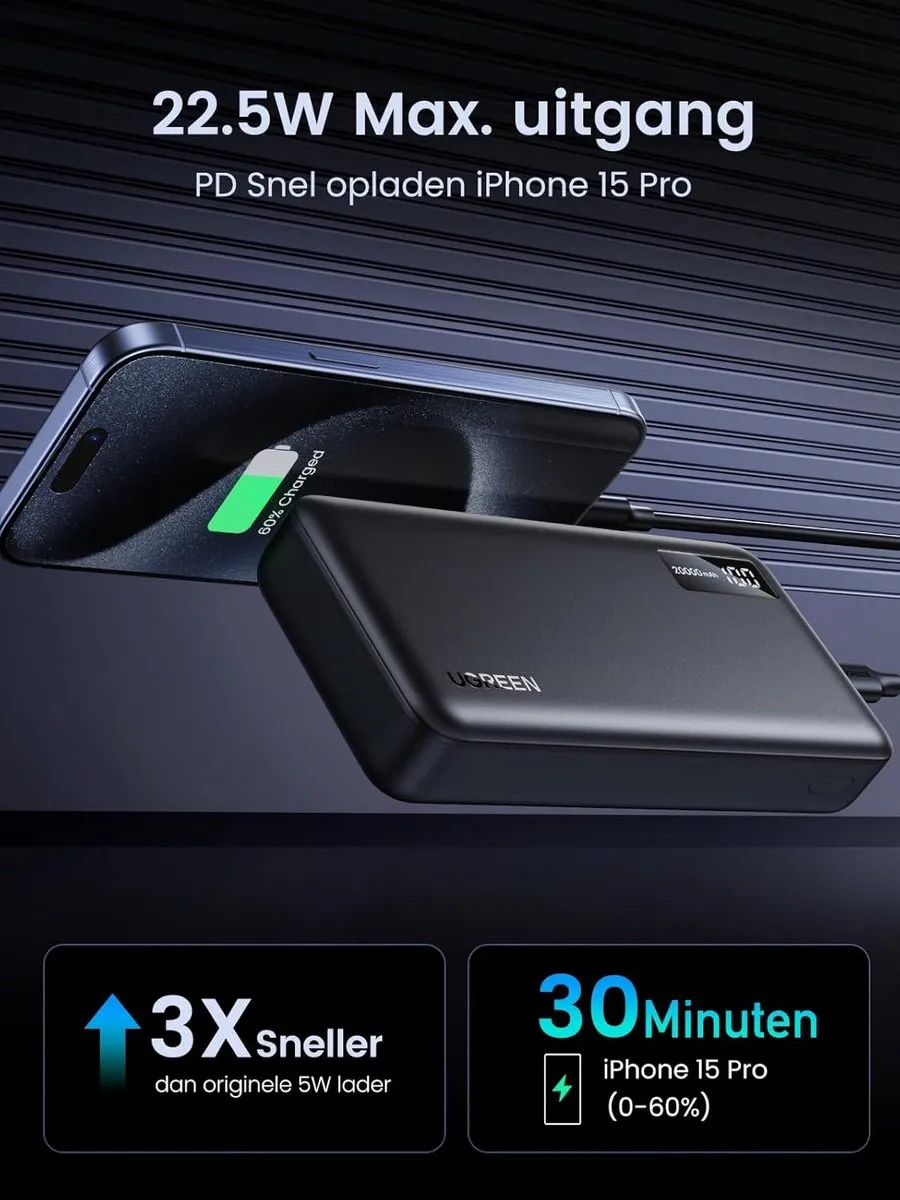 UGREEN PB312 Powerbank 20000mAh - 22.5W - Transparant