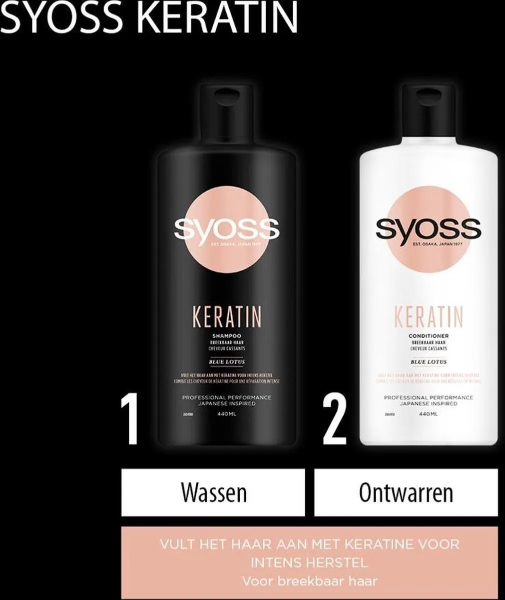 SYOSS Keratin Shampoo 440ml - 12 Stuks