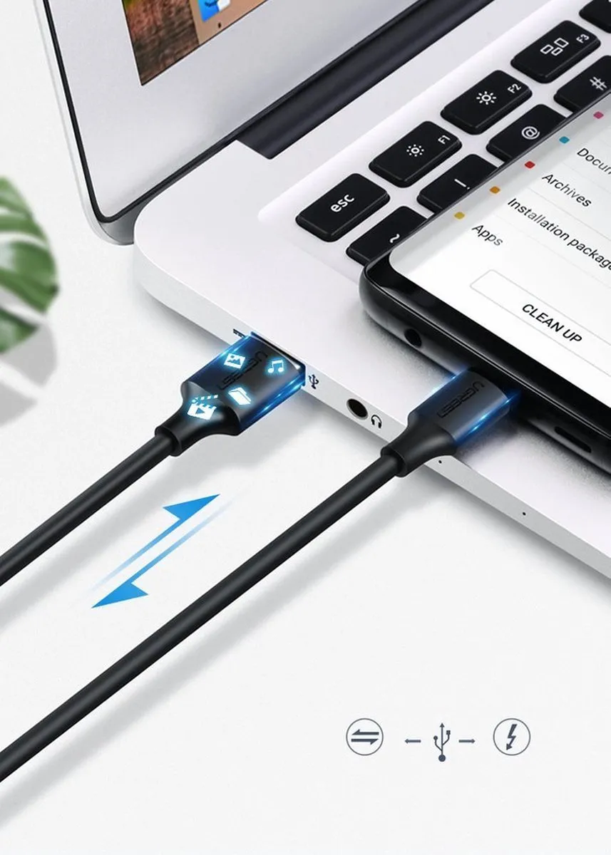 UGREEN USB Type C naar 2x USB-A Kabel 0,5m - Zwart