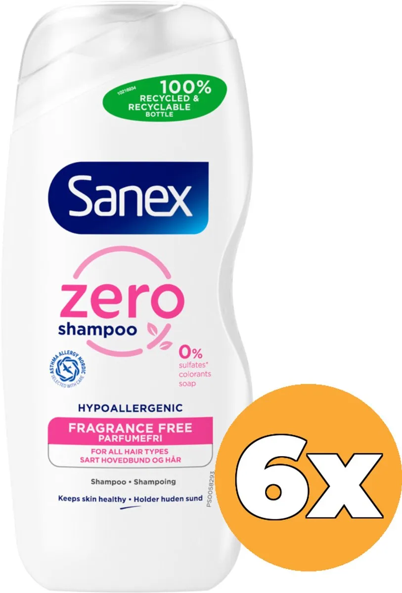 Sanex Zero% Shampoo Normaal Haar - 6x250ml