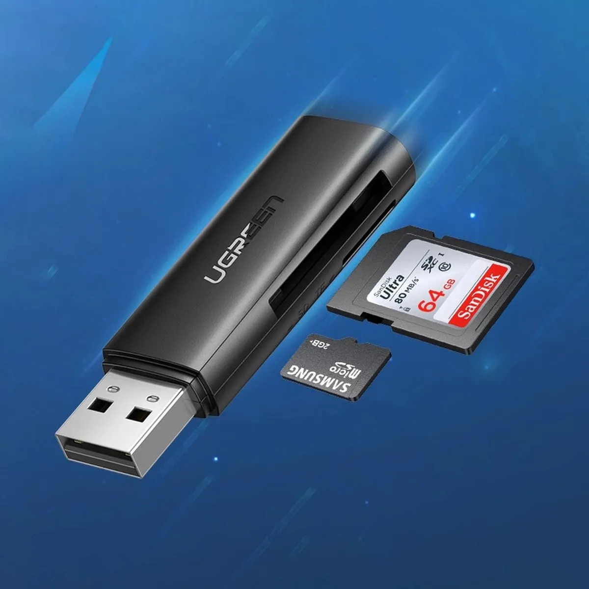 Ugreen CM264-60722 USB 3.0 Kaartlezer SD/TF - 5Gbps - Zwart