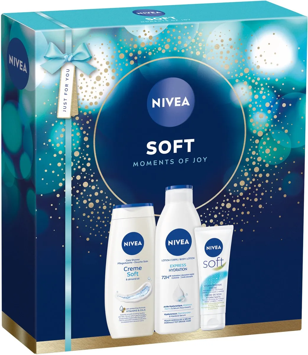 NIVEA Soft Moments Geschenkset Vrouwen - Cadeaupakket met Bodylotion en Douchegel - Verjaardag Cadeau Vrouw - Moederdag cadeautje
