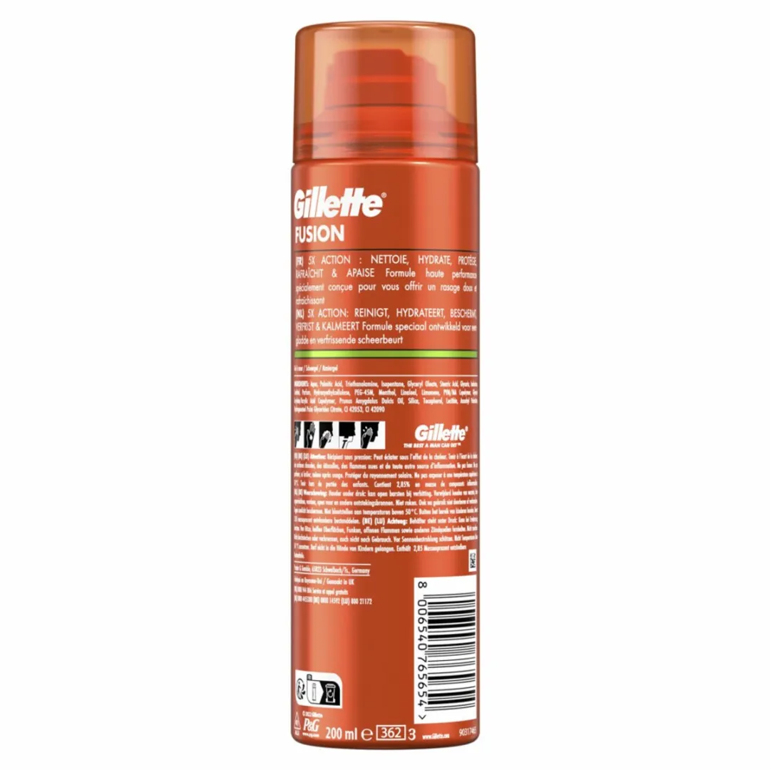 Gillette Fusion 5 Sensitive Scheergel 200ml - 4 Stuks