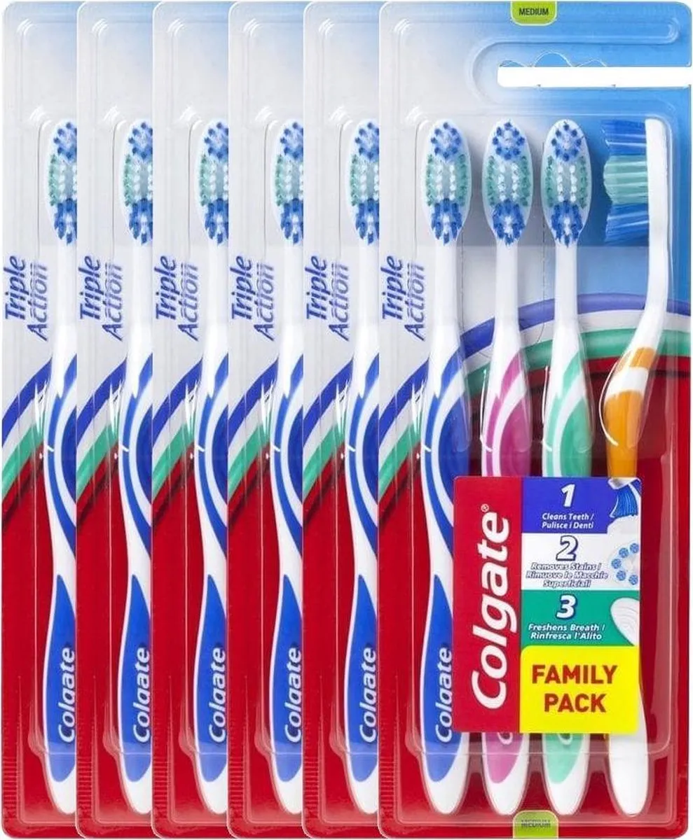 Colgate Triple Action Tandenborstel Medium - 24 Stuks (6x4) - Multicolor