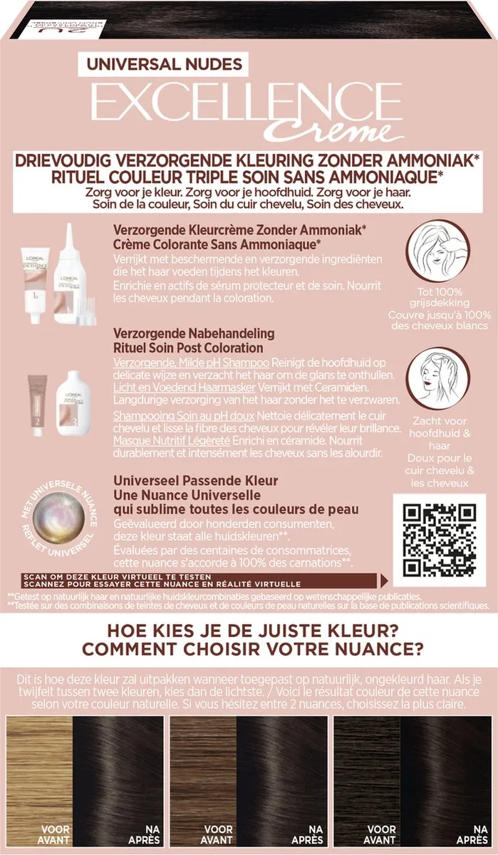 L'Oréal Paris Excellence Universal Nudes 2U Haarverf - 268g