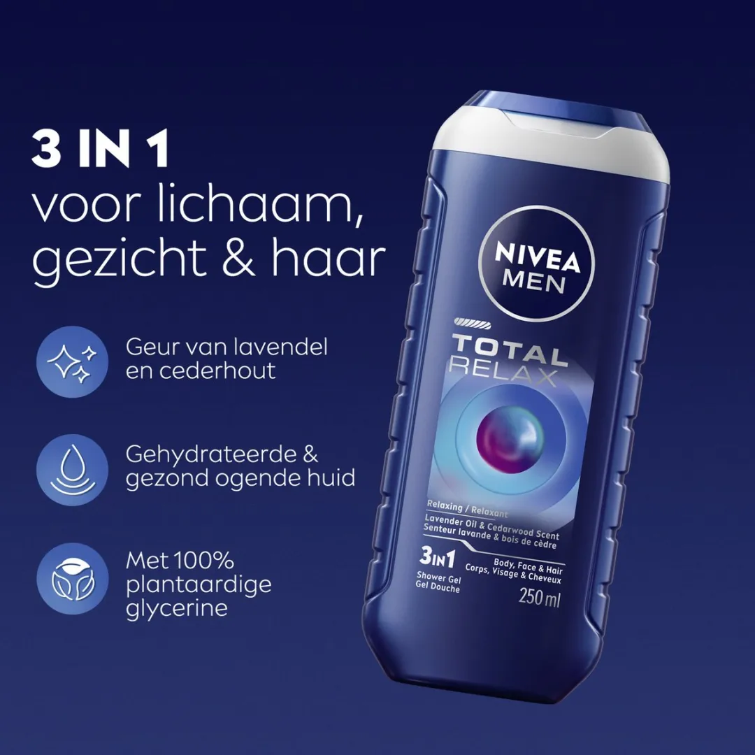 NIVEA MEN Fresh & Relax Geschenkset Mannen - Cadeauset met Douchegel, Deo en Crème - Verjaardag Man - Vaderdag cadeau