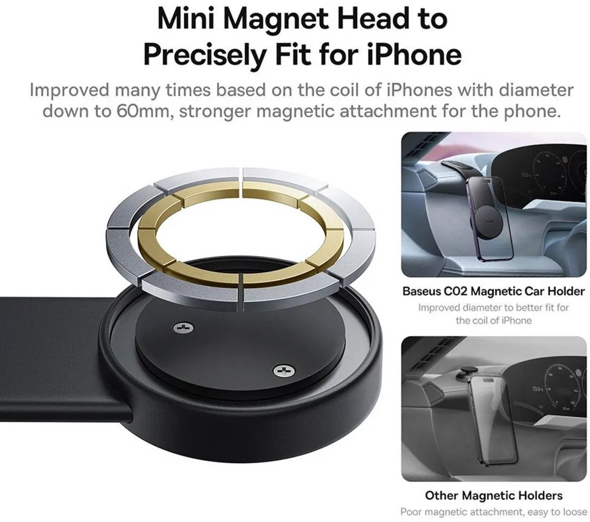 Baseus C02 MagSafe Dashboard Telefoonhouder - Zwart