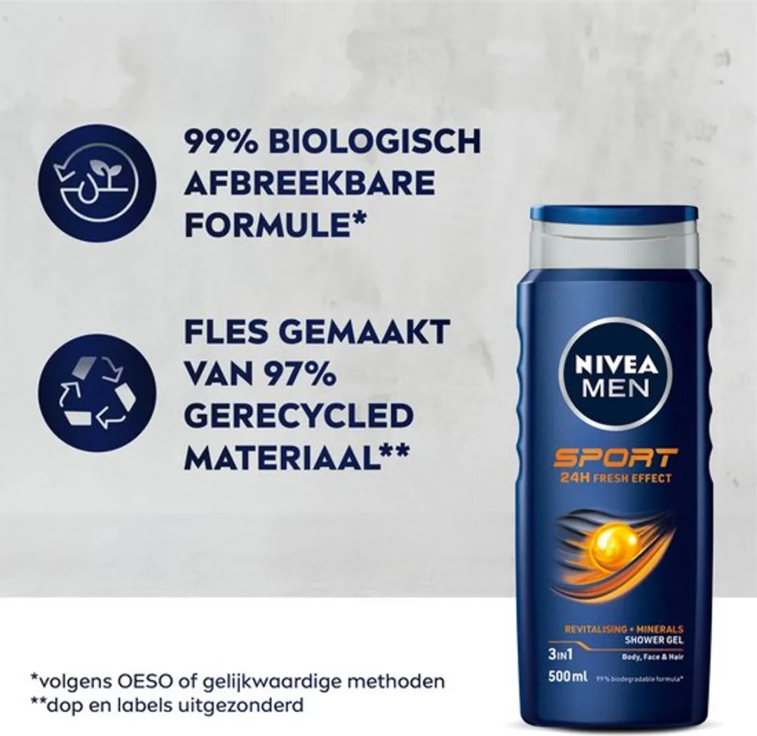 NIVEA Men Sport Mix - 4 Stuks (2x Deo Spray & 2x Douchegel)