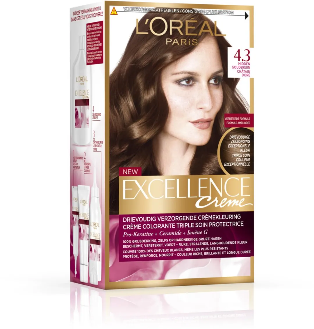 L'Oréal Paris Excellence Crème 4.3 Midden Goudbruin