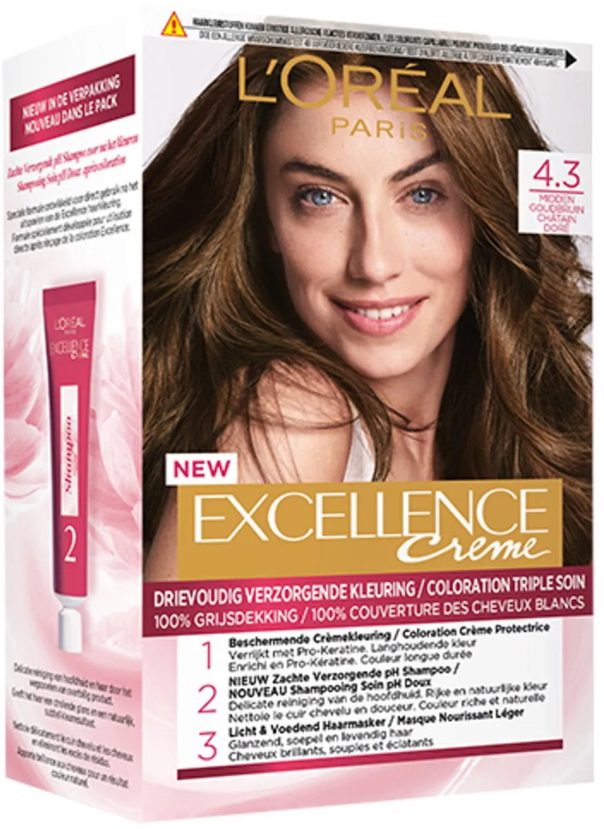 L'Oréal Paris Excellence Crème 4.3 Midden Goudbruin - 1035ml