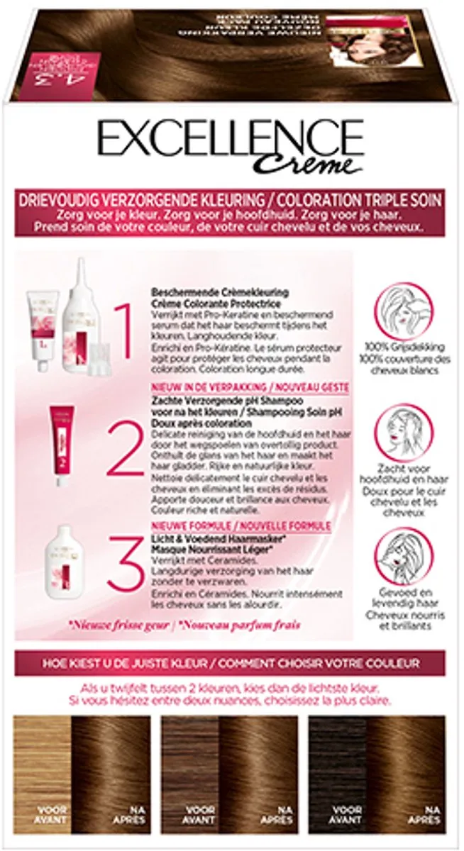 L'Oréal Paris Excellence Crème 4.3 Midden Goudbruin - 1035ml