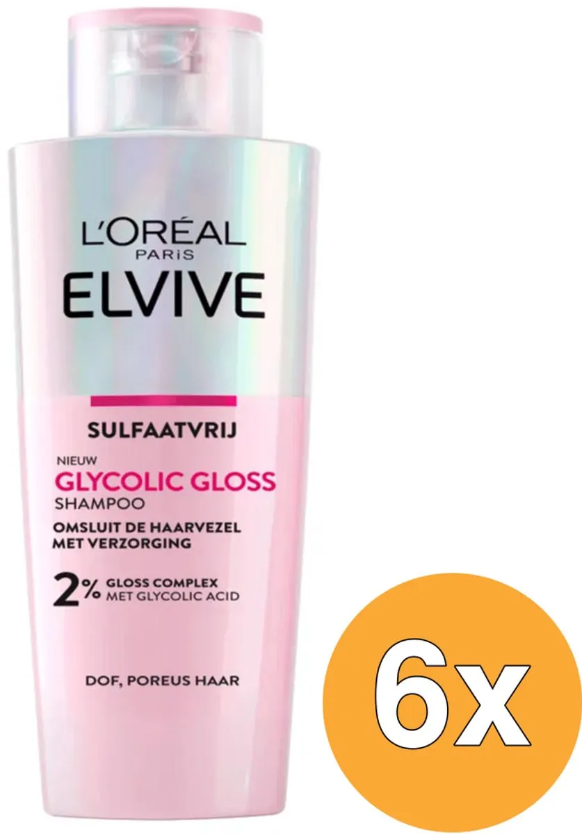 L'Oréal Paris Elvive Glycolic Gloss Shampoo 6x200ml - afbeelding 6 van 6