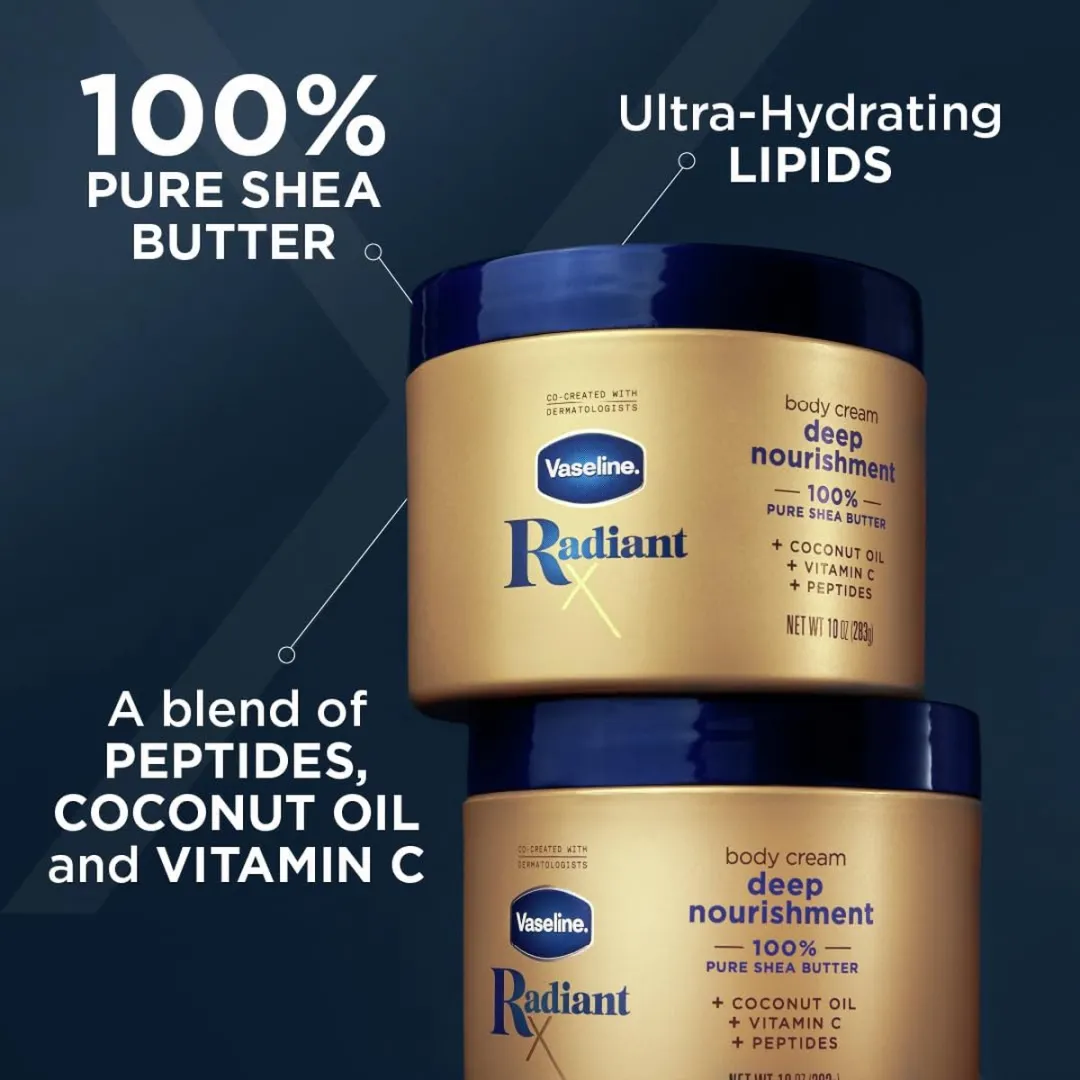 Vaseline Radiant X Body Cream 250ml - Sheaboter Kokosolie Vitamine C