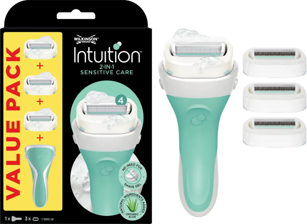 Wilkinson Sword Intuition 2-in-1 Sensitive Care Scheersysteem - Blauw - 3 Stuks