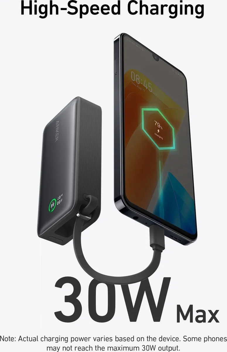 Anker Nano Powerbank 10.000mAh - 2 Stuks - PD 30W - USB-C/USB-A - Zwart