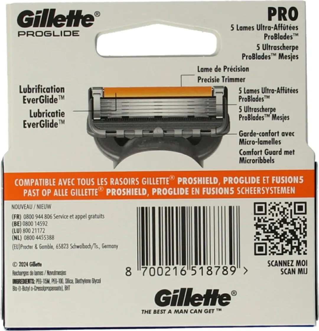 Gillette ProGlide Oranje 5 Bladen - 4 Stuks