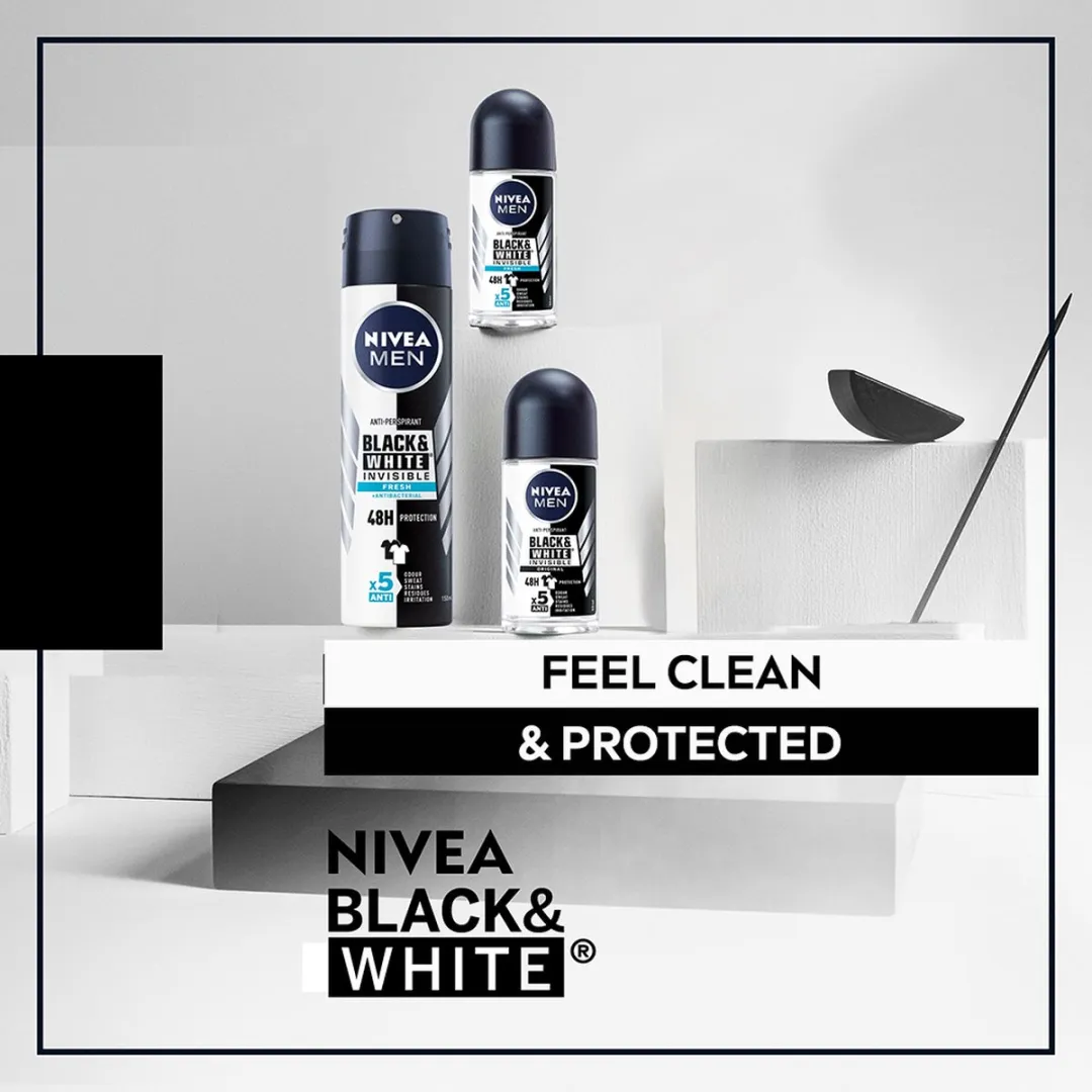 NIVEA MEN Invisible for Black & White Anti-Transpirant Spray - 6x150ml
