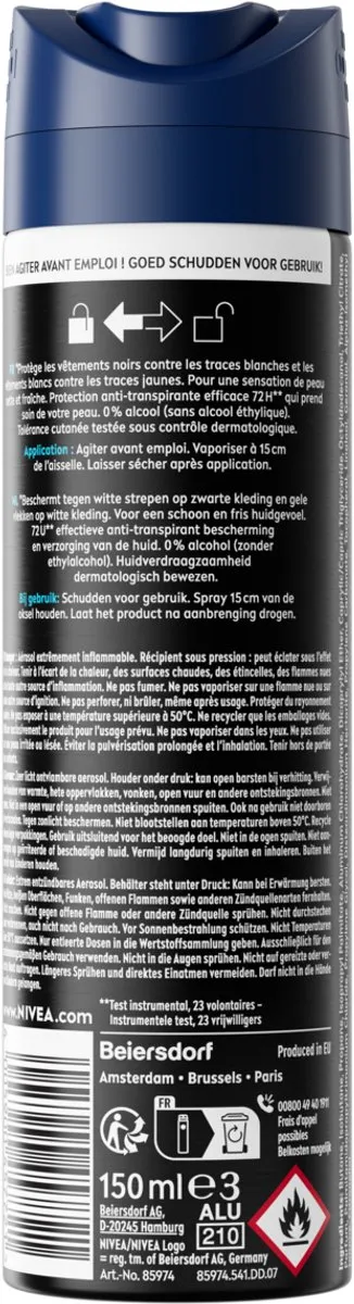 NIVEA MEN Invisible for Black & White Anti-Transpirant Spray - 6x150ml