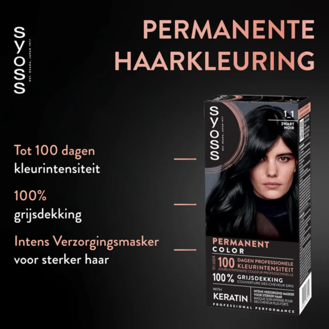 SYOSS Coloration 1-1 Zwart Haarverf - 12 Stuks