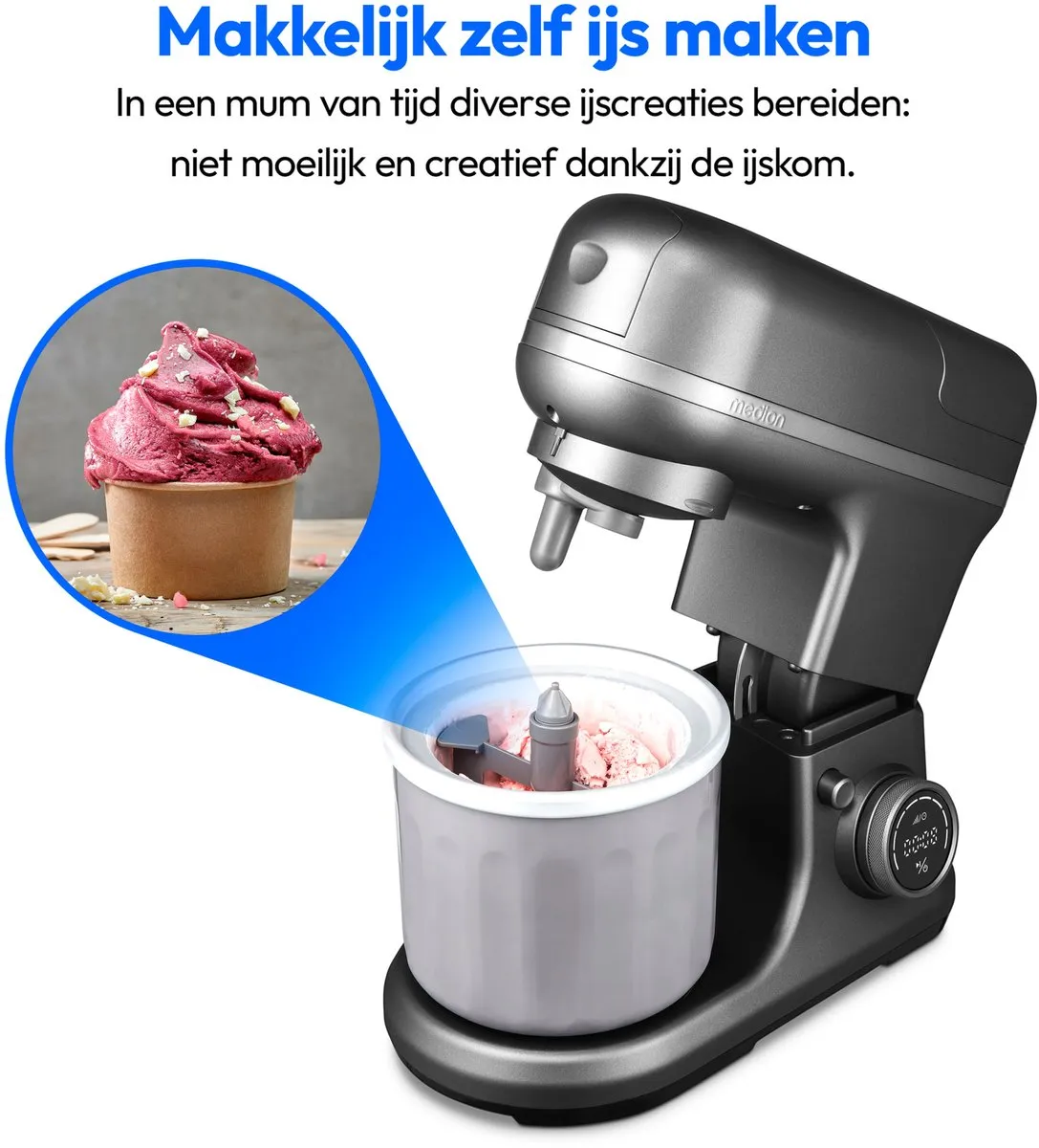 Medion MD18440 4-in-1 Keukenmachine 1200W - Titanium