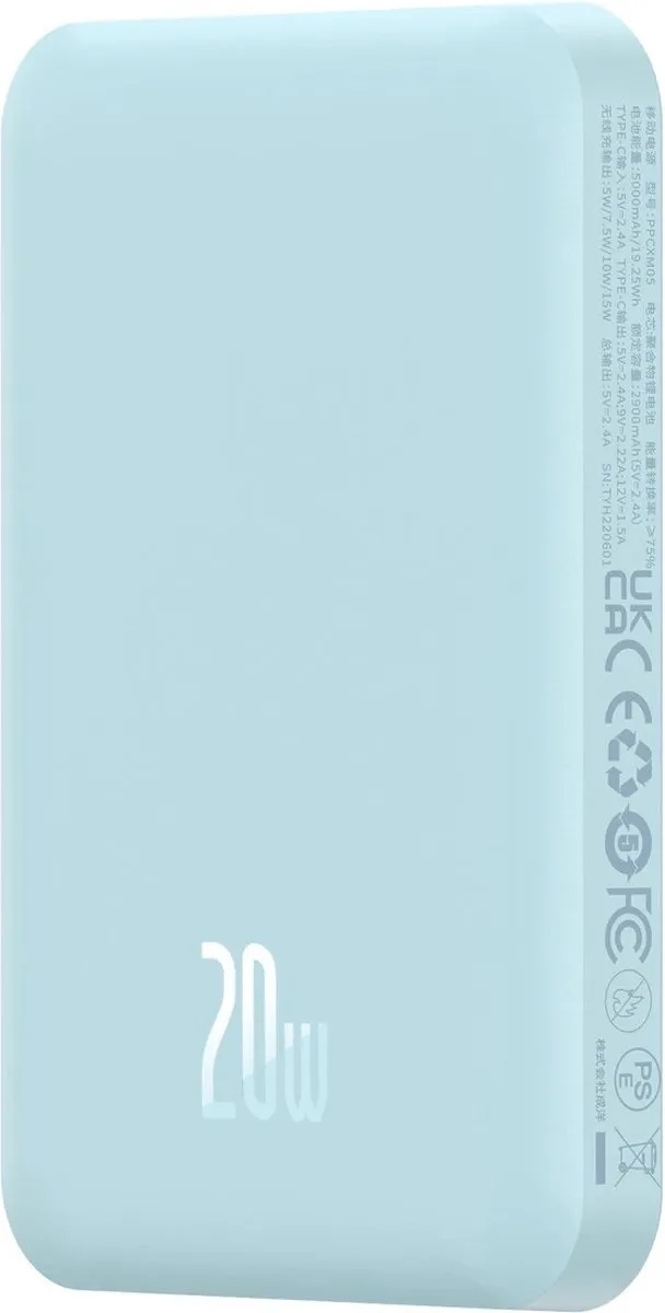 Baseus Mini Powerbank 5000mAh Blauw - 20W MagSafe