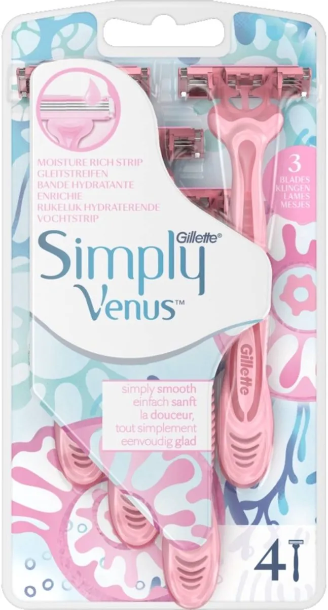 Gillette Venus Simply Venus3 Wegwerpscheermesjes - 4 Stuks - afbeelding 6 van 6