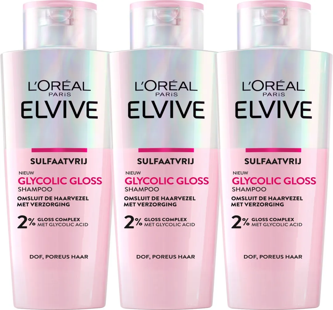 L'Oréal Paris Elvive Glycolic Gloss Shampoo 3x200ml