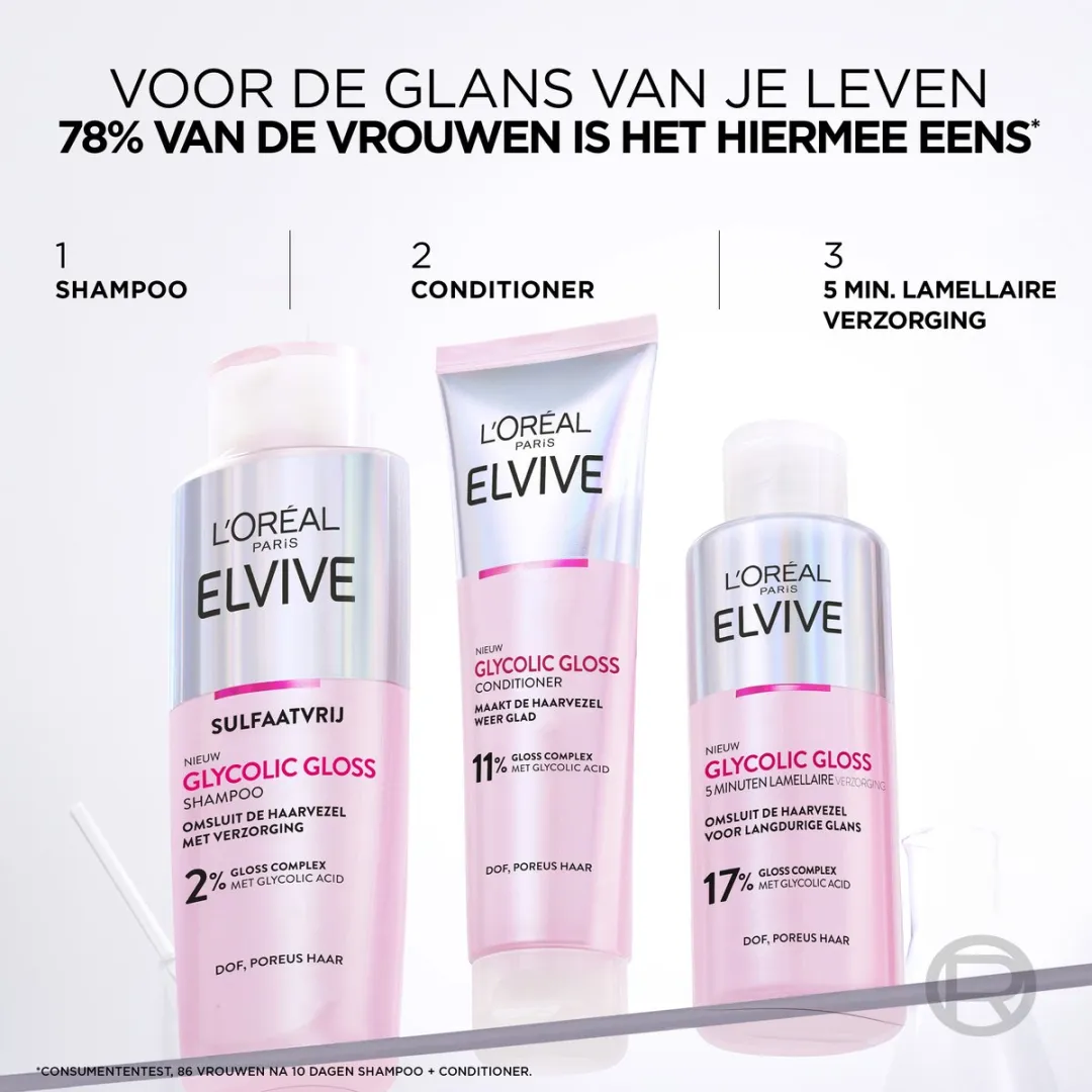 L'Oréal Paris Elvive Glycolic Gloss Shampoo 3x200ml