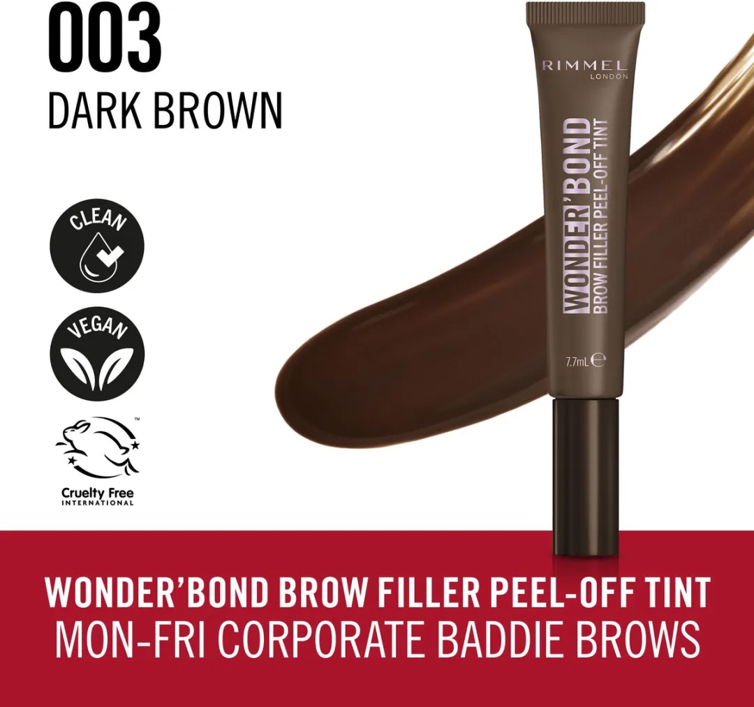 Rimmel Wonder'Bond Brow Filler Peel-Off Tint 003 Dark Brown - 7,7ml - 3 Stuks