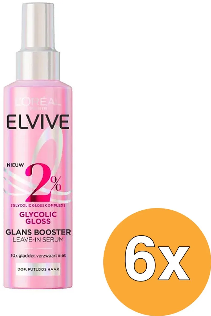 L'Oréal Paris Elvive Glycolic Gloss Leave-In Serum 150ml - 6 Stuks