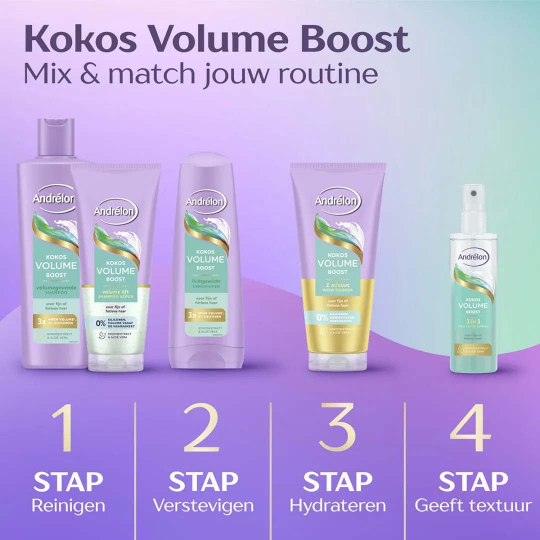 Andrélon Kokos Volume Boost Shampoo Scrub 200ml - 10 Stuks