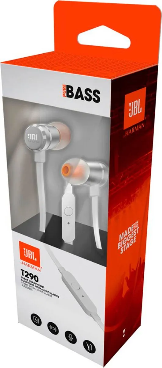 JBL Tune 290 T290JBLT290SIL In-ear Oordopjes - Zilver - afbeelding 6 van 6