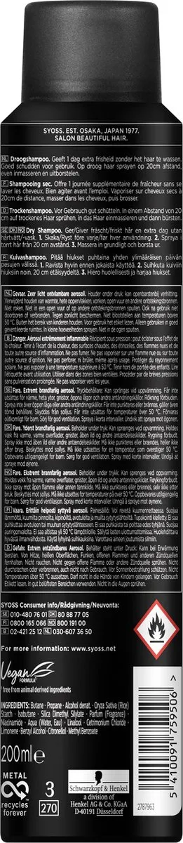 SYOSS Volume Lift Droogshampoo 200ml - 6 Stuks