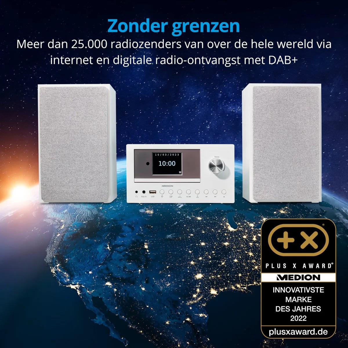 Medion MD85008 Micro Audio Systeem - 2x150W - DAB+/FM/Bluetooth - Wit