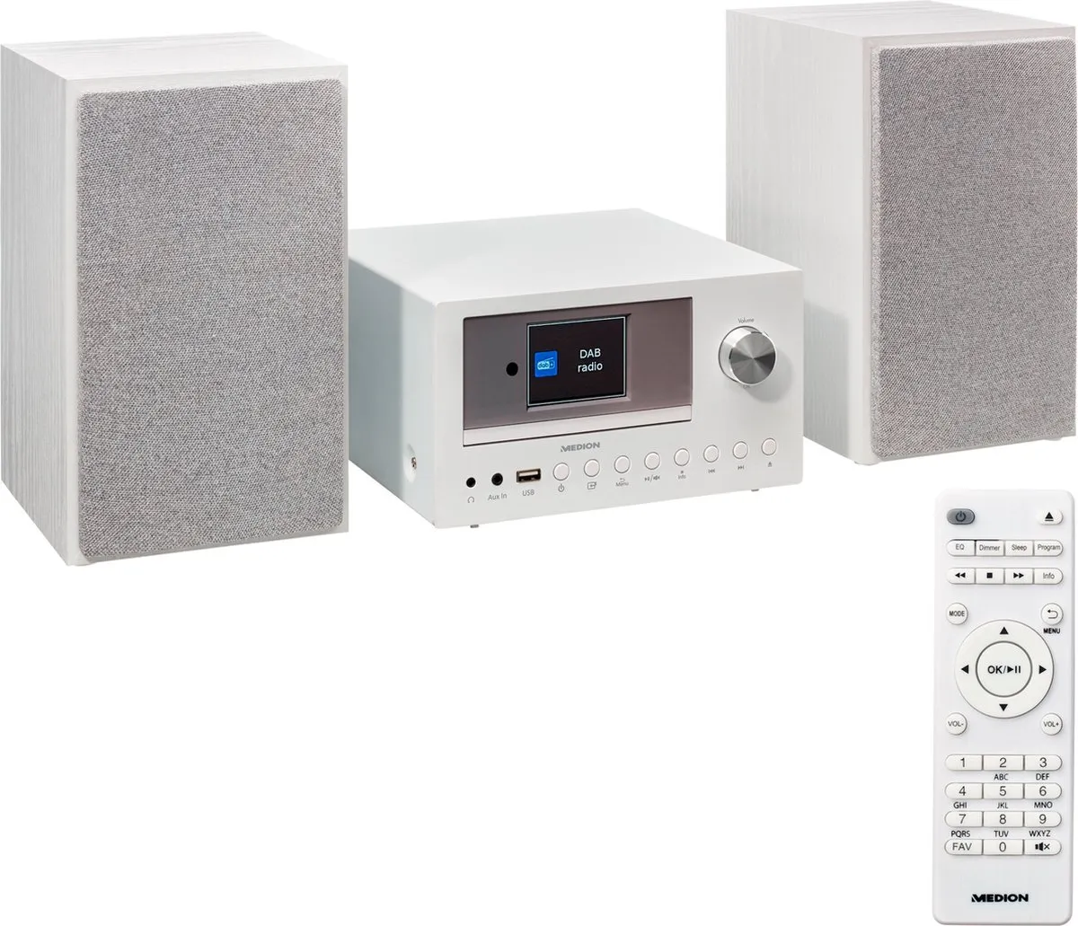 Medion MD85008 Micro Audio Systeem - 2x150W - DAB+/FM/Bluetooth - Wit