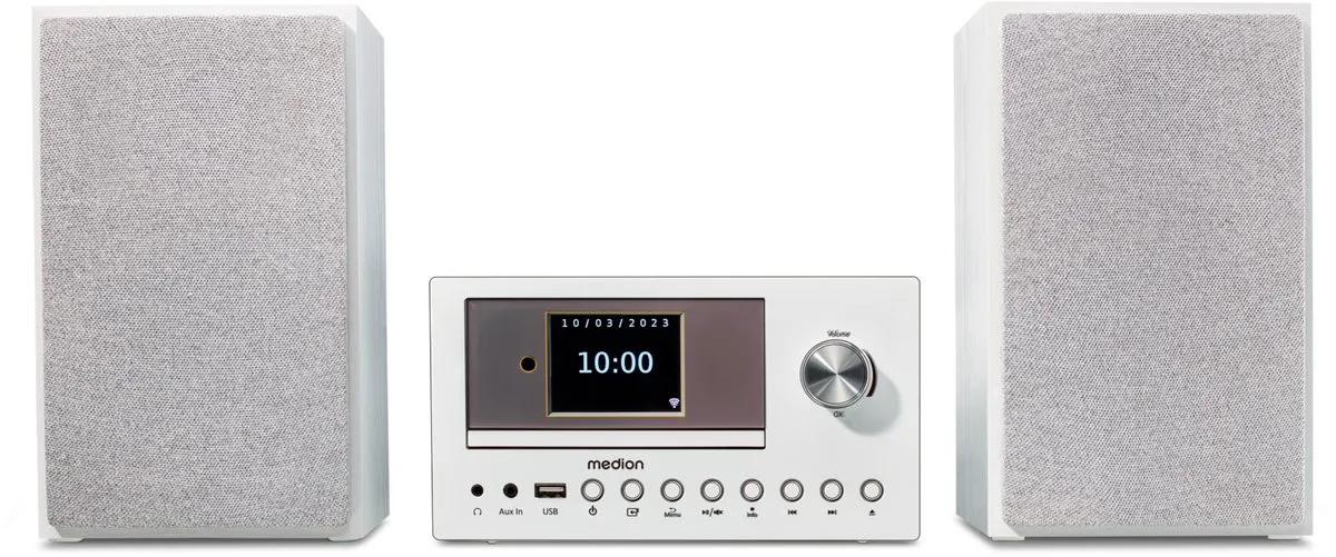 Medion MD85008 Micro Audio Systeem - 2x150W - DAB+/FM/Bluetooth - Wit