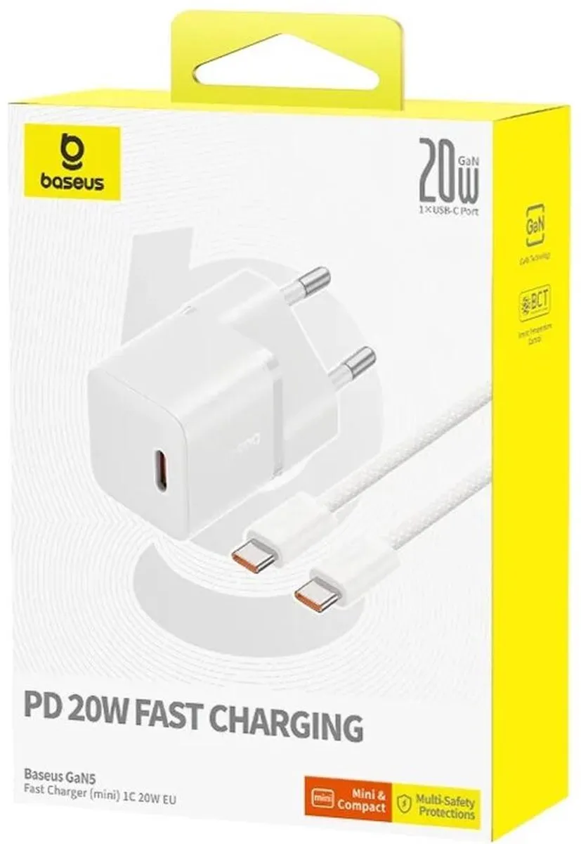 Baseus GaN5 20W USB-C Snellader - Wit - afbeelding 6 van 6