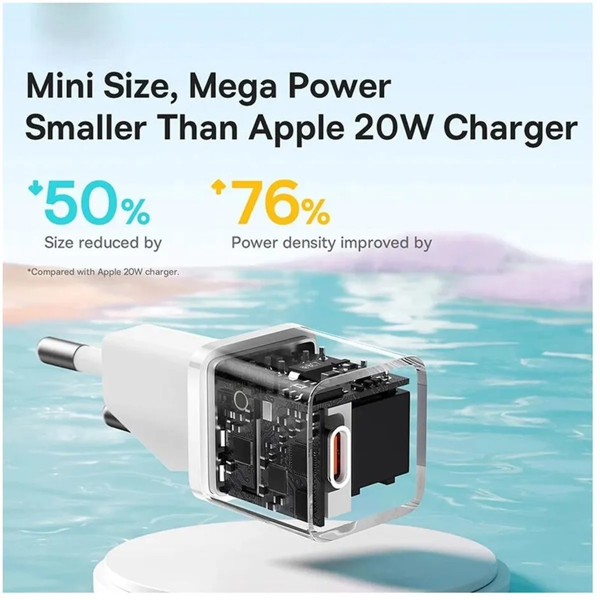 Baseus GaN5 20W USB-C Snellader - Wit