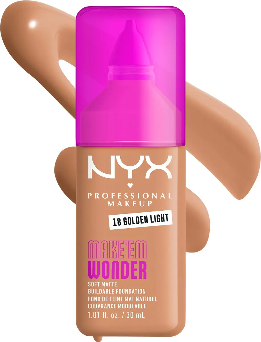 NYX Make 'EM Wonder Foundation Golden Light 30ml - Donkere huidskleur