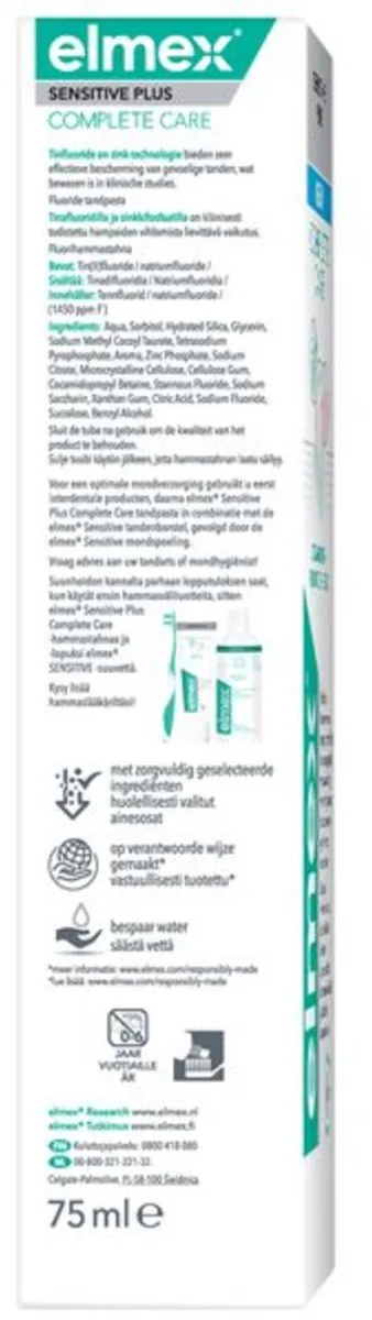 Elmex - Tandpasta - Sensitive Plus - Complete Care - 75 ml - 1 stuk