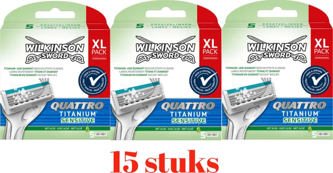 Wilkinson Sword Quattro Titanium Sensitive - 16 Mesjes