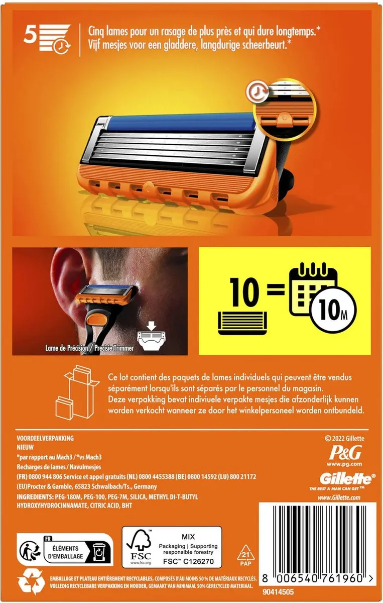 Gillette Fusion 5 Recharges - 10 Stuks