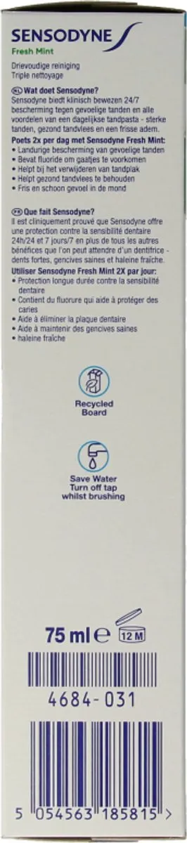 Sensodyne Fresh Mint Tandpasta 75ml - afbeelding 6 van 6